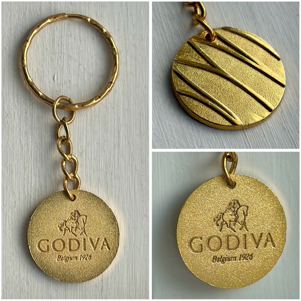 Vintage RARE Godiva Chocolate Gold Tone WATCH FOB Key Chain Belgian Charm 1”
